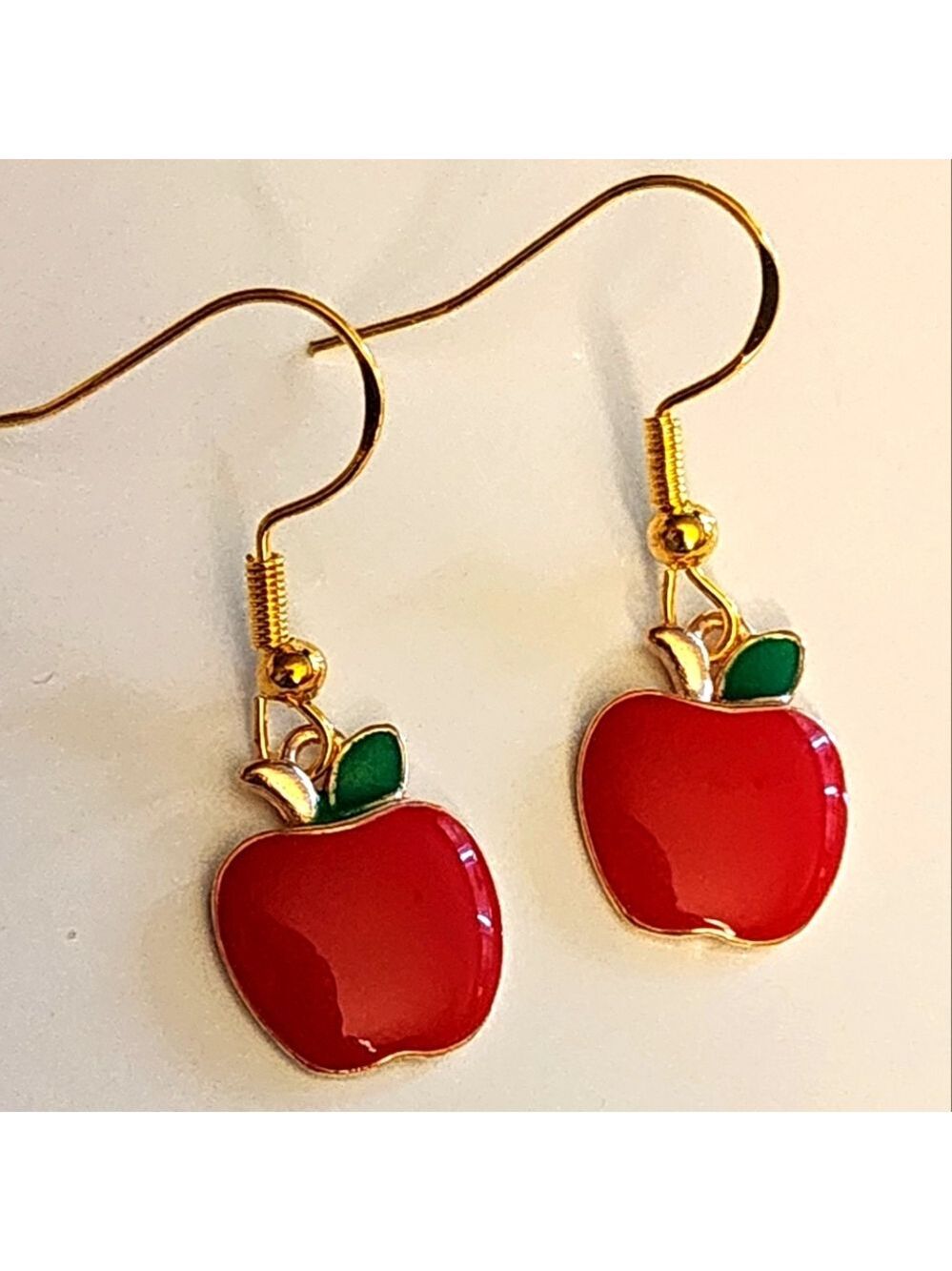 APPLE EARRINGS Beautiful Enamel  Charms